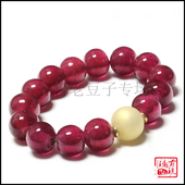 藏品 博山古法手工14 15毫米高黄金料重金红石榴红酒色老琉璃珠子