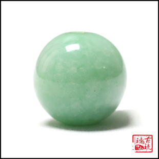 清代官窑老琉璃珠子25mm造办处制作光气十足保真防翡翠绿朝珠顶珠