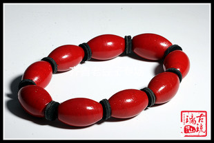 博山老琉璃珠子14*19mm孤品牛血红辣椒红古法老琉璃枣珠 琉璃手链