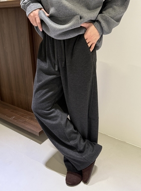 INTENSE垂感爆好山羊绒羊毛裤韩版慵懒软糯厚款莱赛尔休闲长裤男