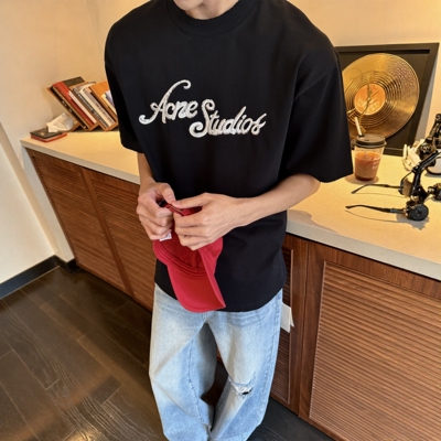 大牌万针刺绣宽松高克重纯棉T恤