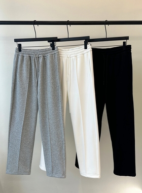 韩国东大门冬季加绒垂感爆好柔顺厚卫裤男士宽松小直筒休闲裤百搭