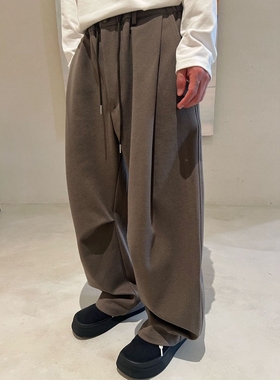 INTENSE 立体裁剪廓形纯棉长裤男士冬季加绒设计师新品松紧腰有型