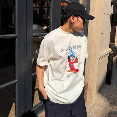 米奇趣味小钻高克重宽松T恤潮流