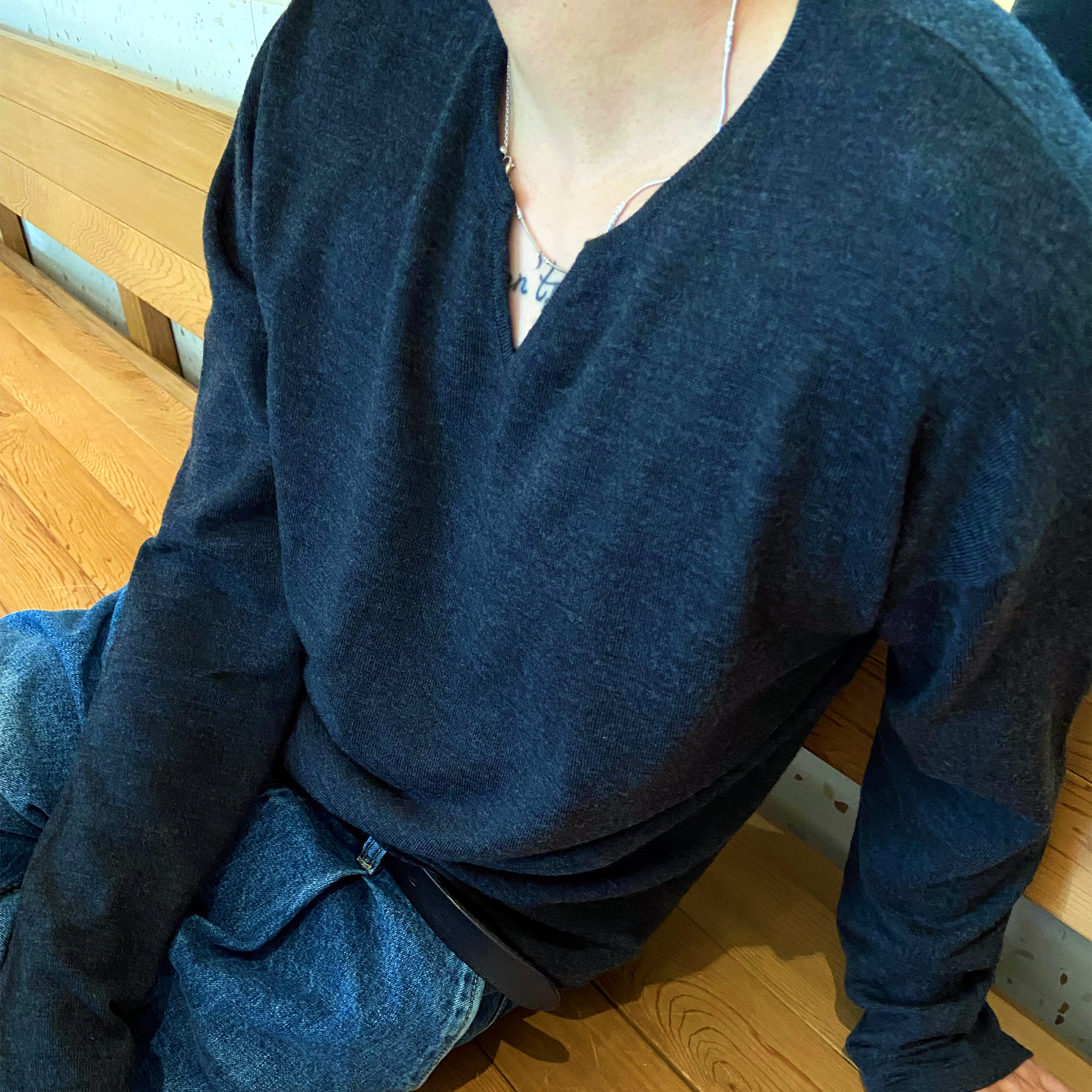 INTENSE100%澳洲羊毛V领打底男