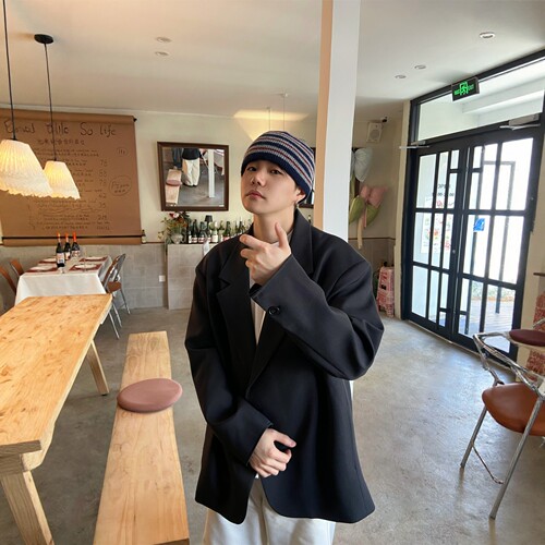 磁吸高级感痞帅廓形西装外套男