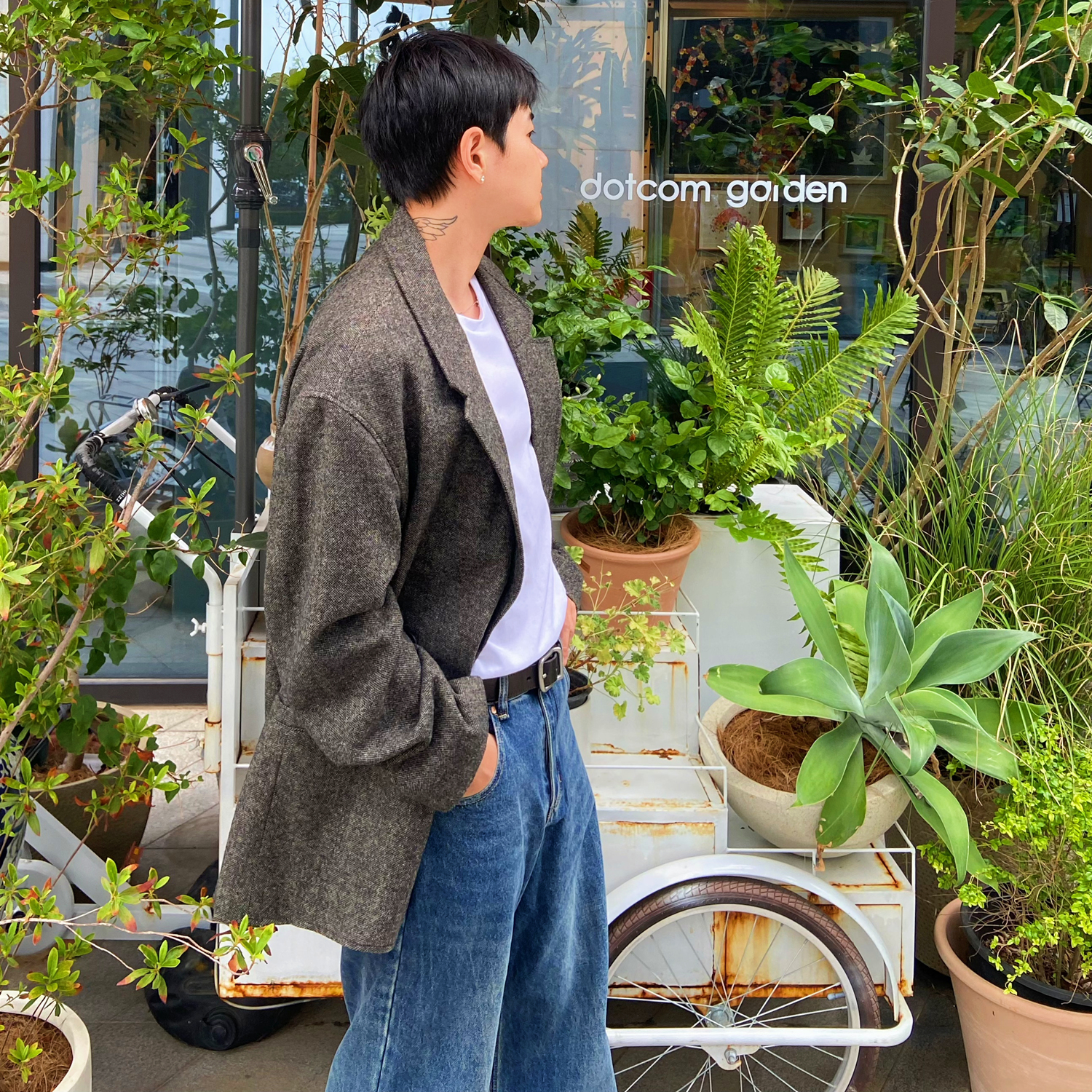 INTENSE古着绵羊毛阔版西服小众