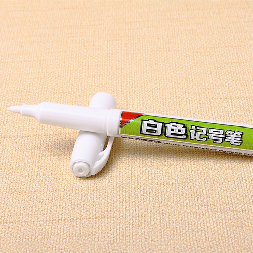 宝克细头白色油性记号笔美术广告勾线标记小号单头2907白色箱头笔