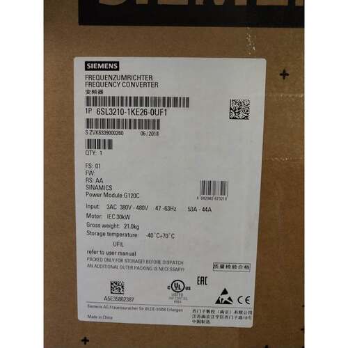 6SL3210-1KE31-4UF1西门子G120C变频器75千瓦6SL32101KE314UF1询