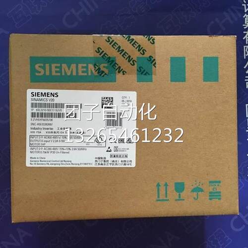 西门子V20系列三相变频器6SL3210-5BE17-5UV00.75KW三相2.2A询价