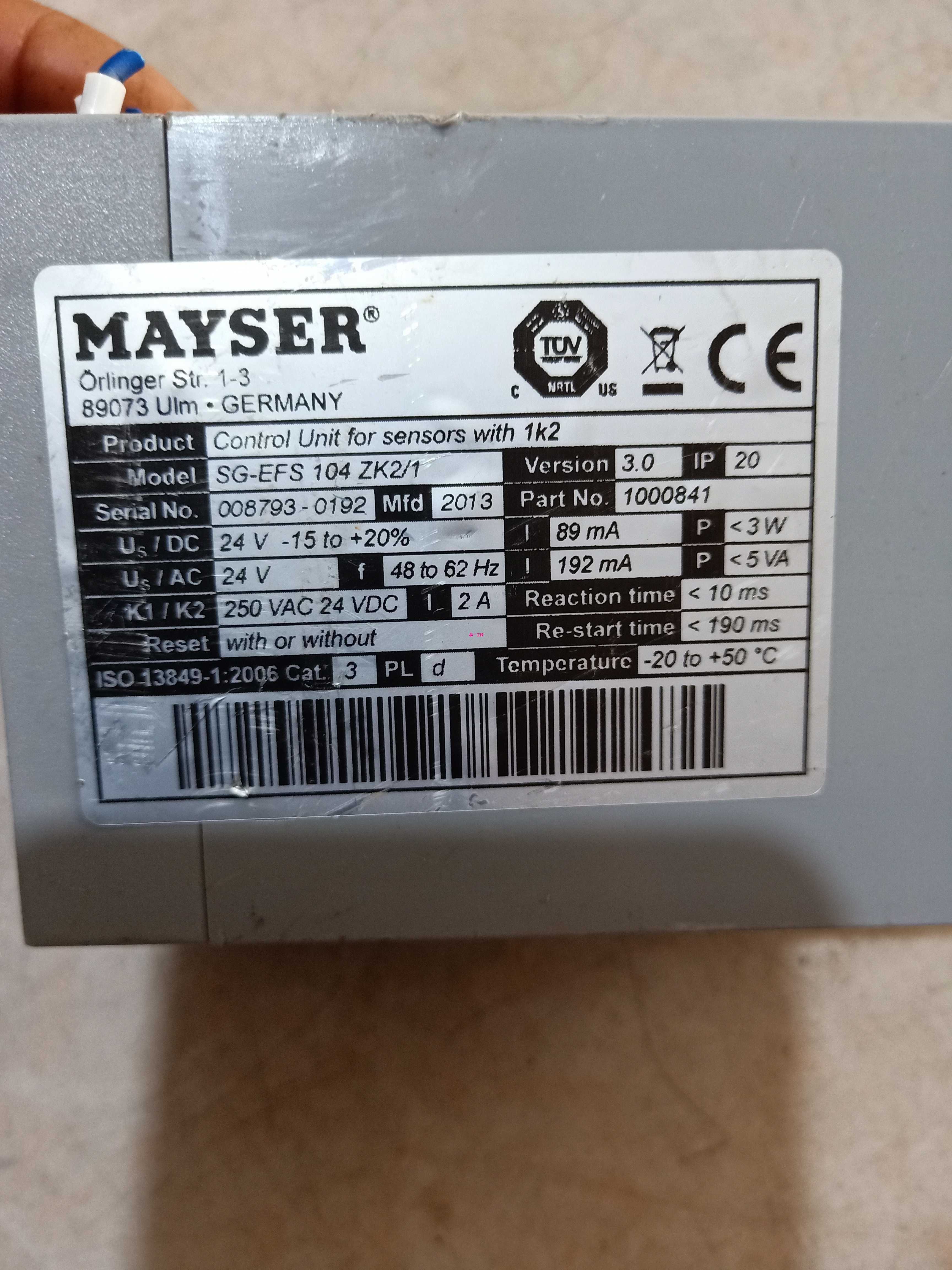 德国MAYSER模块继电器SG-EFS 1X4 ZK2/1原装拆机实图 询价