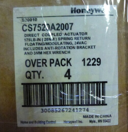 !美国 霍尼韦尔 Honeywell CS7520A2007 风阀执行器 询价