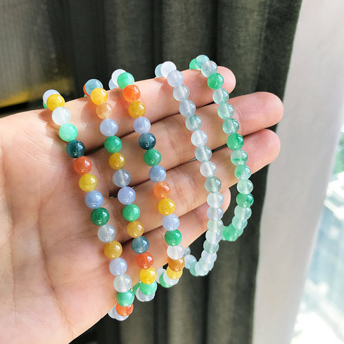 天然老坑A货翡翠手串圆珠