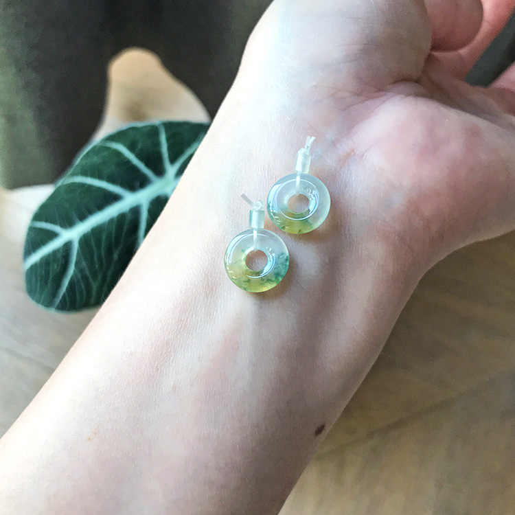 翡翠甜甜圈冰种黄翡飘花迷你