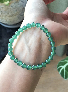 自然光天然危料A货翡翠手串冰种蓝水绿色珠子手链小米珠阳绿证书