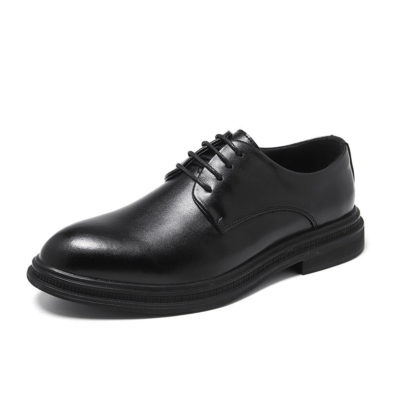 BLACK LEATHER SHOES MENS LEATHER BUSINESS FORMAL WEAR WEDDING GROOM SHOES BRITISH CASUAL LUXURY SENSE PLUS SIZE HEIGHTENED MENS SHOES