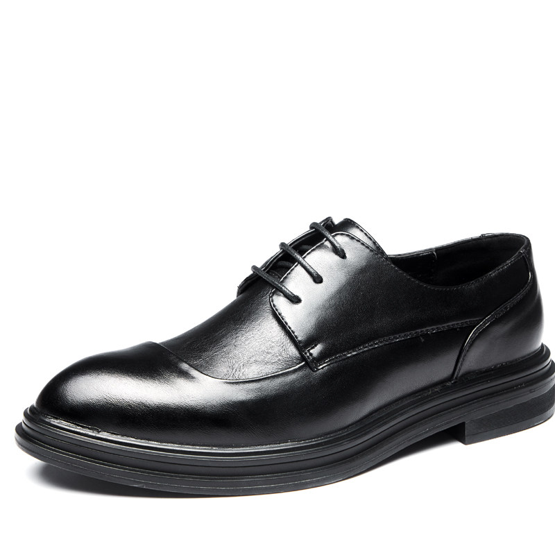 LEATHER SHOES MENS BUSINESS FORMAL WEAR MENS TREND BRITISH PLUS SIZE WEDDING GROOM SHOES SUITS AUTUMN AND WINTER HEIGHTENED MENS SHOES