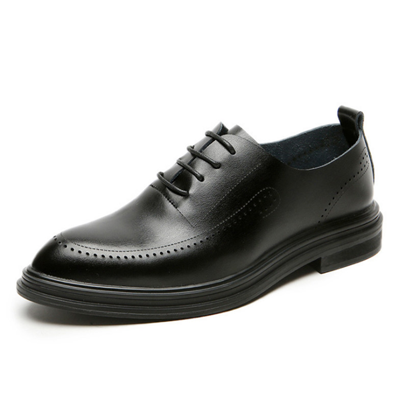 LEATHER SHOES MENS LEATHER BRITISH CASUAL SUMMER BREATHABLE WEDDING GROOM SHOES BUSINESS FORMAL FOOT WIDTH INCREASE HEIGHT MENS SHOES