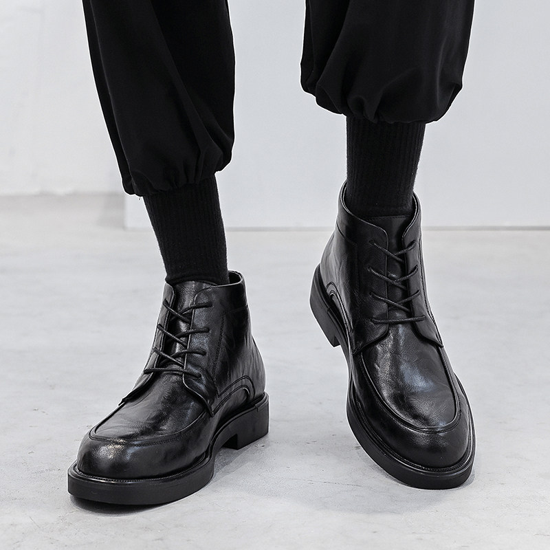 MARTIN BOOTS MENS LEATHER BRITISH STYLE VINTAGE LEATHER BOOTS TIDE CHELSEA BOOTS HIGH TOP BUSINESS DRESS LEATHER SHOES COWHIDE BOOTS