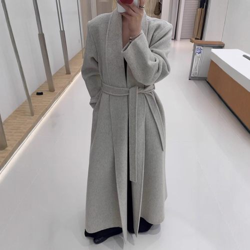 2025新双面羊毛大衣秋冬长款浴袍