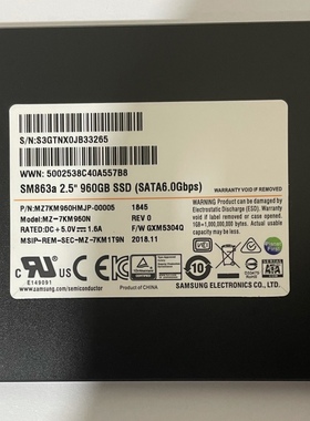 三星SM863A 960G MZ7KM960HMJP-00005