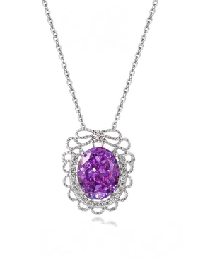 新款s925银紫色吊坠项链时尚气质高雅轻奢高级感锁骨链个性颈链