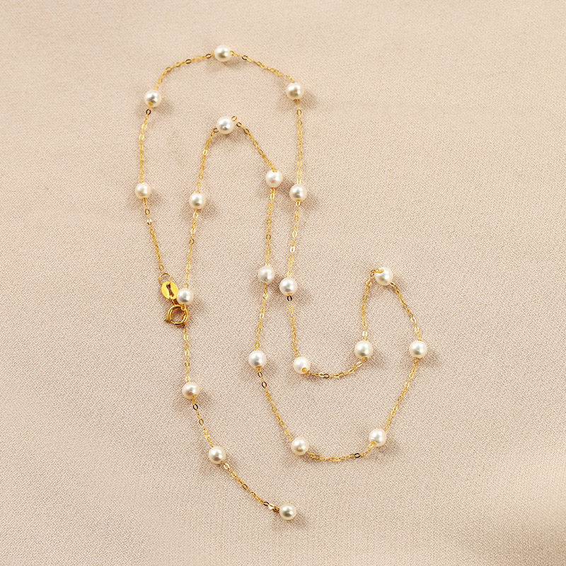 18K金淡水珍珠项链时尚气质高级感韩国版短款网红个性锁骨链女