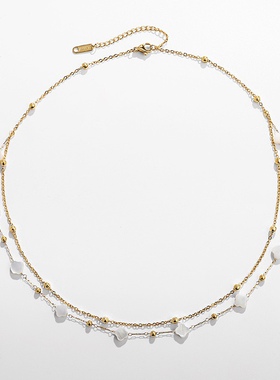 母贝小金豆设计双层项链高级感