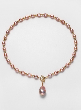 淡水巴洛克吊坠紫色珍珠锁骨链女高级感百搭优雅简约气质网红项链