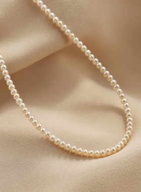 18k金强光baby小米淡水珠项链短款时尚气质锁骨链高级感洋气网红