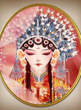 古代古风diy方钻满贴钻钻石画十字绣美女椭圆形贵妃醉酒京剧花旦