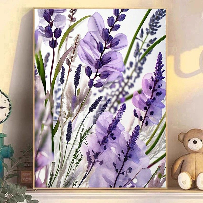 2025新款DIY方钻满钻钻石画钻石绣粘贴钻十字绣透明紫色花草花卉,居家布艺,钻石绣,淘宝优惠券,粉丝福利购,淘宝优惠卷