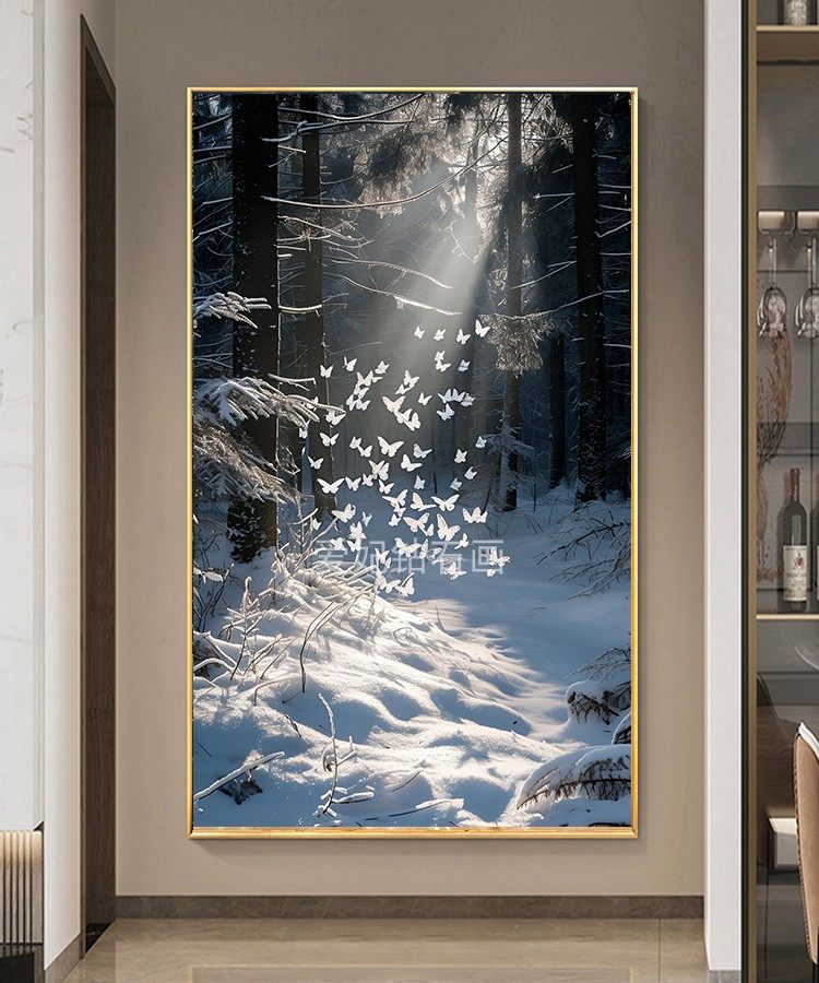 2024新款DIY方钻满钻钻石画钻石绣雪地森林阳光白蝴蝶贴钻十字绣,居家布艺,钻石绣,淘宝优惠券,粉丝福利购,淘宝优惠卷