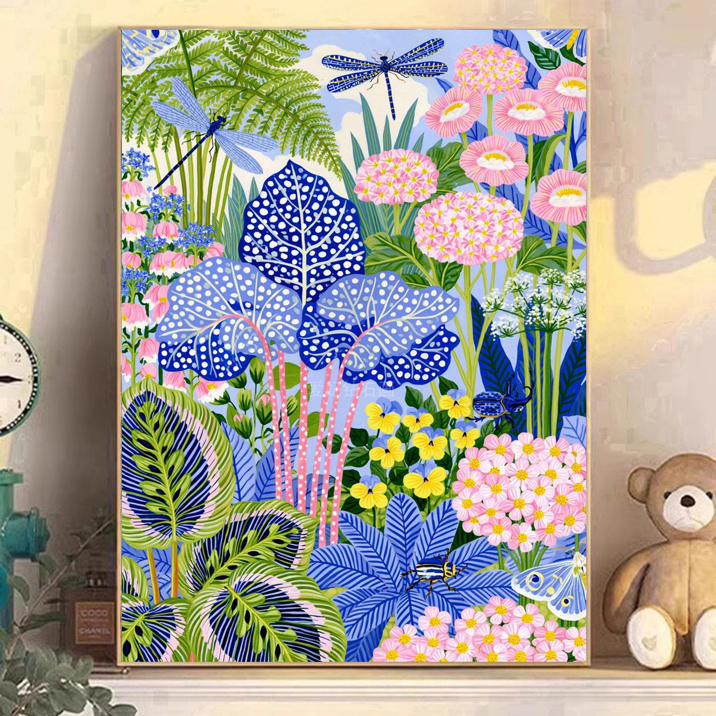 高颜值DIY树脂方钻满钻钻石画小清新花朵花卉植物绿叶蜻蜓贴钻绣