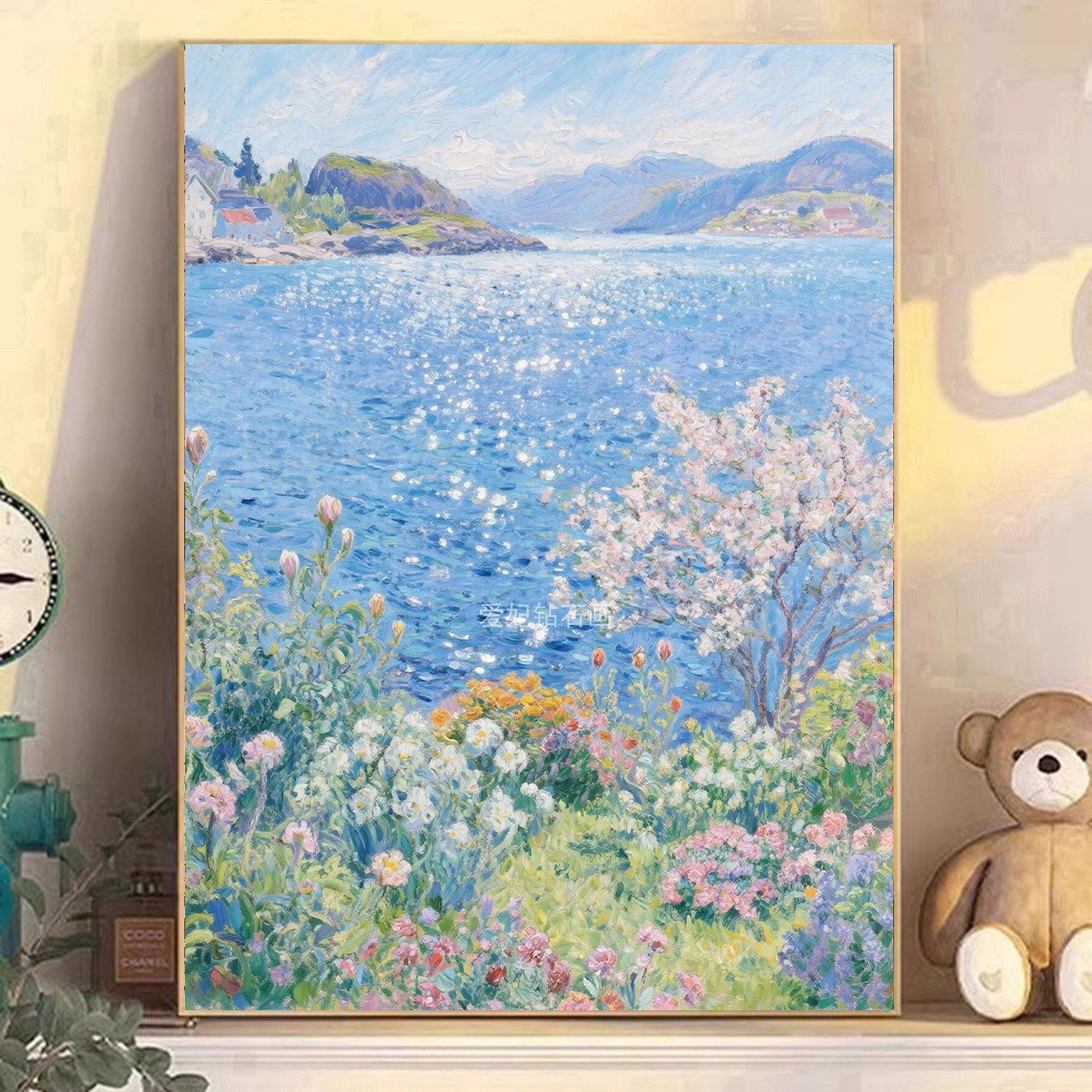 2025新款DIY树脂方钻满钻粘贴钻钻石画钻石绣带钻莫奈风湖边花园,居家布艺,钻石绣,淘宝优惠券,粉丝福利购,淘宝优惠卷