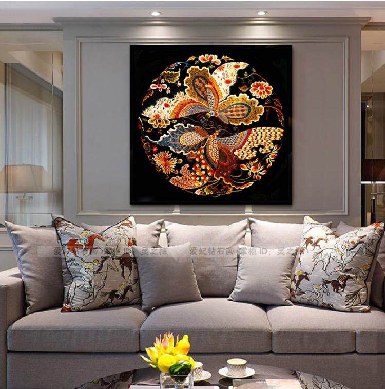 古典客厅卧室diy点点画钻石画贴钻十字绣钻石绣婚庆民族风凤求凰