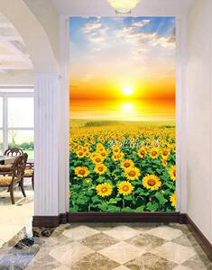 客厅现代贴钻十字绣砖石画5d满钻钻石画海上日出向日葵玄关竖版