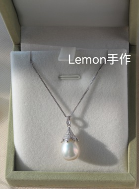 S925银天然炫金色牛油果珍珠项链轻奢经典简约高级感百搭气质女