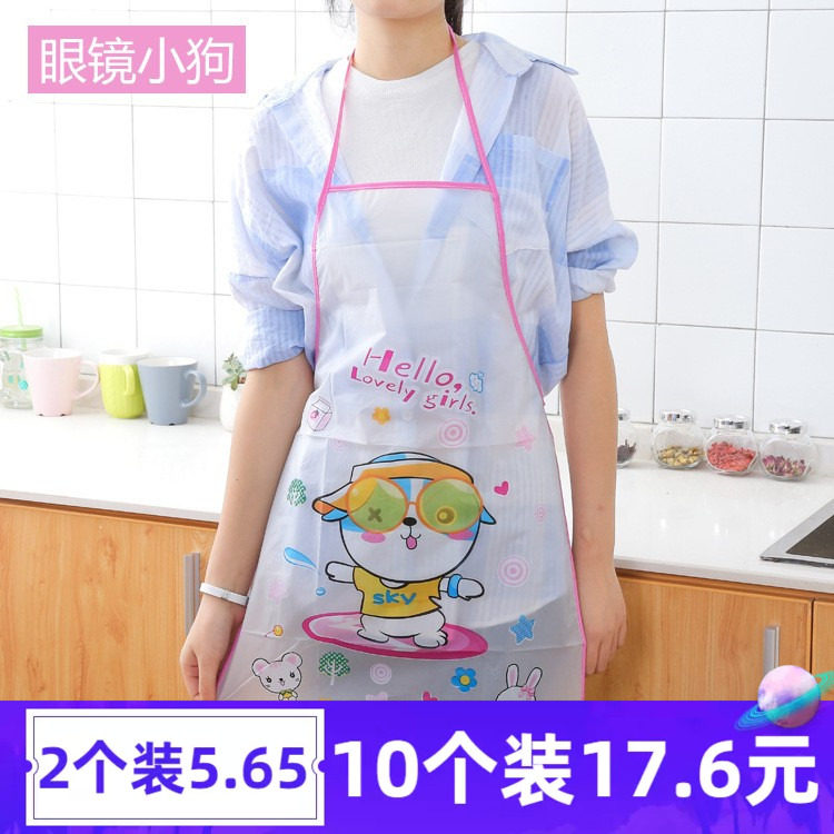 防水一次性围裙的胶塑料厨房防水防油可爱卡通成人围兜裙大人男士