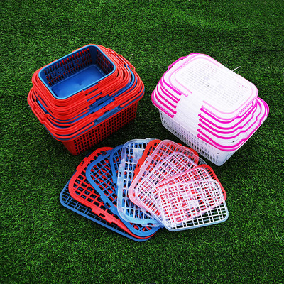 严选方形塑料水果采摘篮带盖子大容量手提篮葡萄草莓采摘筐