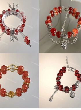 新款花火玫瑰手链女复古风文艺青年小众串珠手串女闺蜜手链