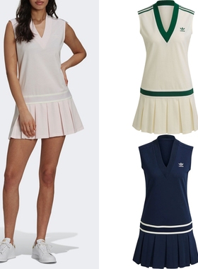 Adidas三叶草女子休闲透气健身跑步网球运动连衣裙H56443 H56442