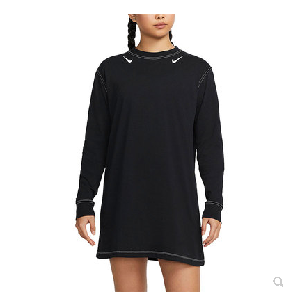 Nike/耐克官方正品女子卫衣运动休闲中长款圆领连衣裙DD5623-010