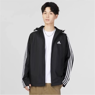 Adidas阿迪达斯官方正品男装秋季梭织运动休闲连帽夹克外套IB0381