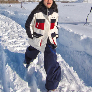 外套F11W449901F 休闲拼色保暖舒适长袖 FILA 斐乐女子羽绒服中长款