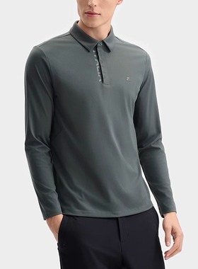 斐乐FILA 针织长袖男子POLO衫新款商务简约休闲上衣F11M513201F