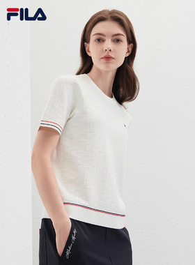 斐乐/FILA编织衫夏季女新款时尚休闲简约基础短袖上衣F11W421404F