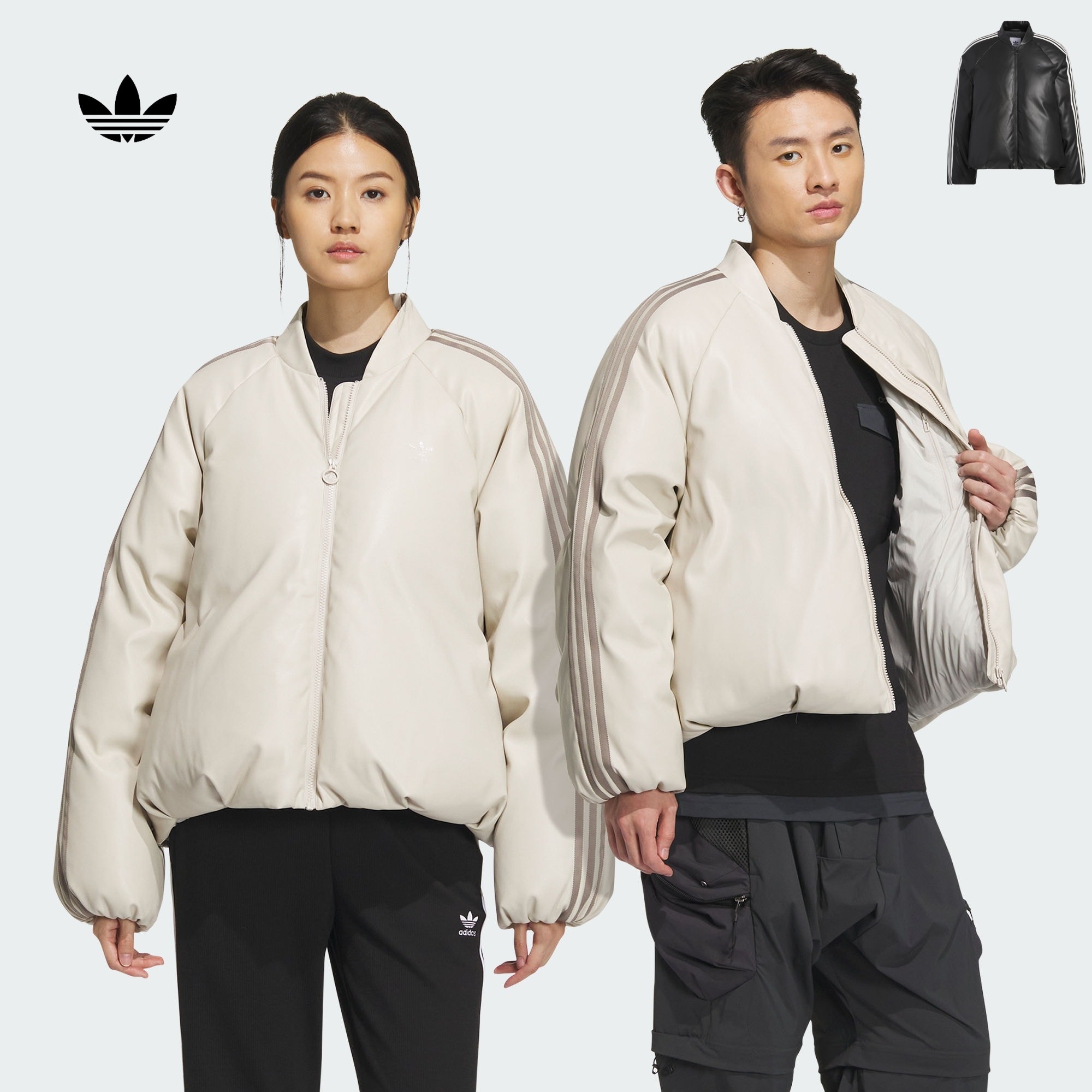 Adidas官方正品三叶草男女情侣运动800蓬鹅绒羽绒服IW0760 IW0762