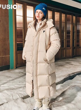 FILA FUSION斐乐潮牌情侣款长款羽绒服T11U443907F-