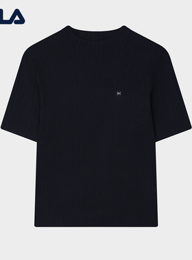 FILA 斐乐女子编织衫新款时尚基础简约休闲短袖毛衣F11W513407F